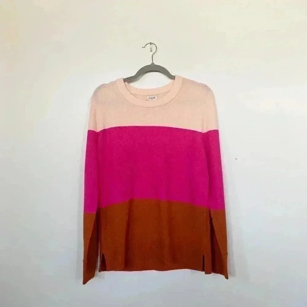 J.crew‎ NEW color block pink sweater medium